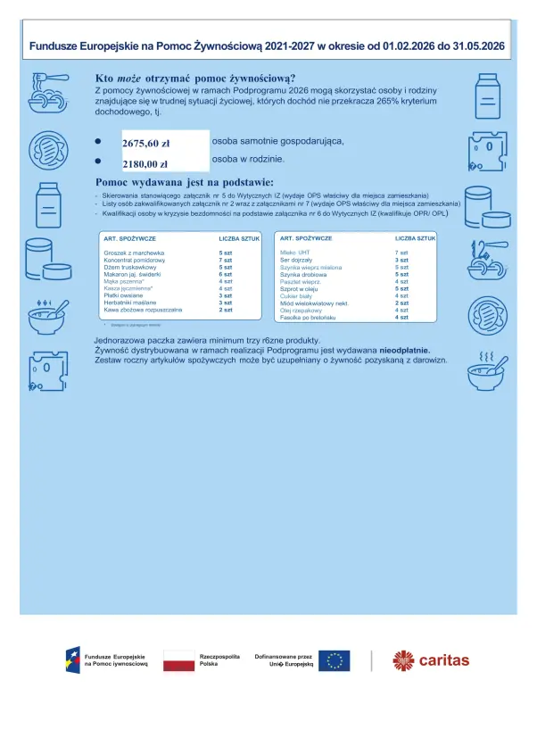Grafika: Program Fundusze Europejskie na Pomoc Żywnościową Edycja 2026