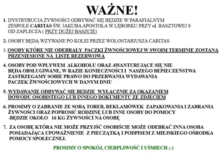 Grafika: TERMIN WYDAWANIA ŻYWNOŚCI