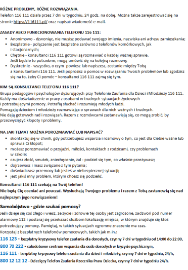 Grafika: Telefon zaufania dla Dzieci i Młodzieży